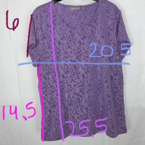 Croft & Barrow Blouse Casual Short Sleeve Lace Pull over Crewneck Stretch Top - Picture 6 of 6